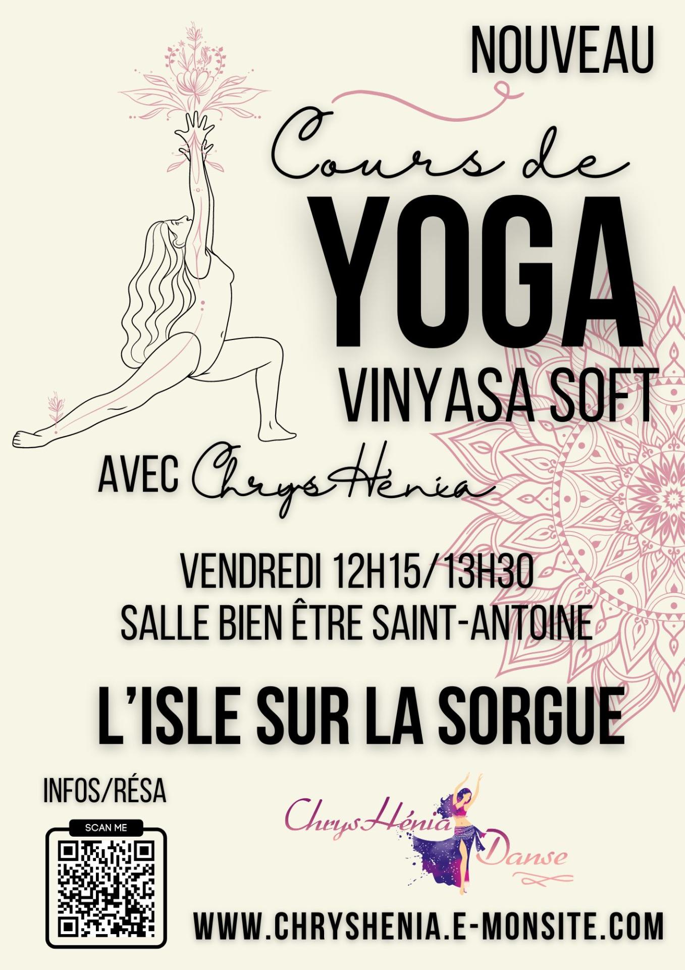 Flyer yoga vinyasa soft l isle sur la sorgue chryshenia danse