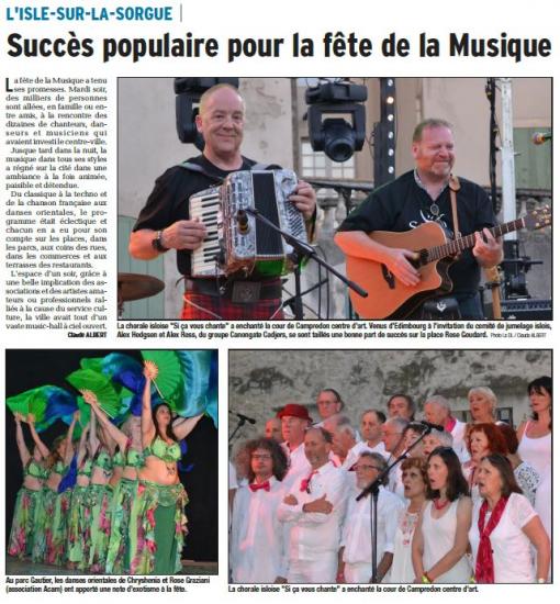 Article Vaucluse matin journaliste Claude Albert, juin 2016